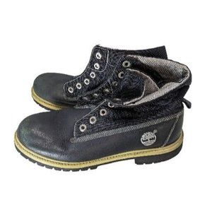 Timberland roll top boots black Size 5.5 Men 7.5 Women